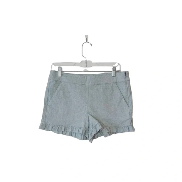 LOFT Light Gray Mid-rise Ruffle Hem Fabric Shorts 2 Women’s - Picture 1 of 11